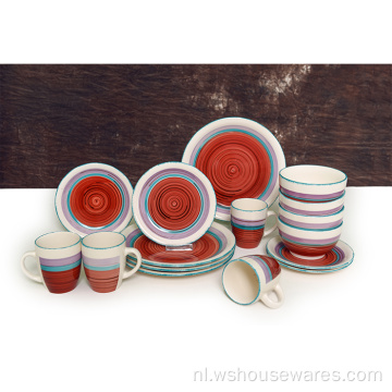 servies pocelian handbeschilderde familie servies set